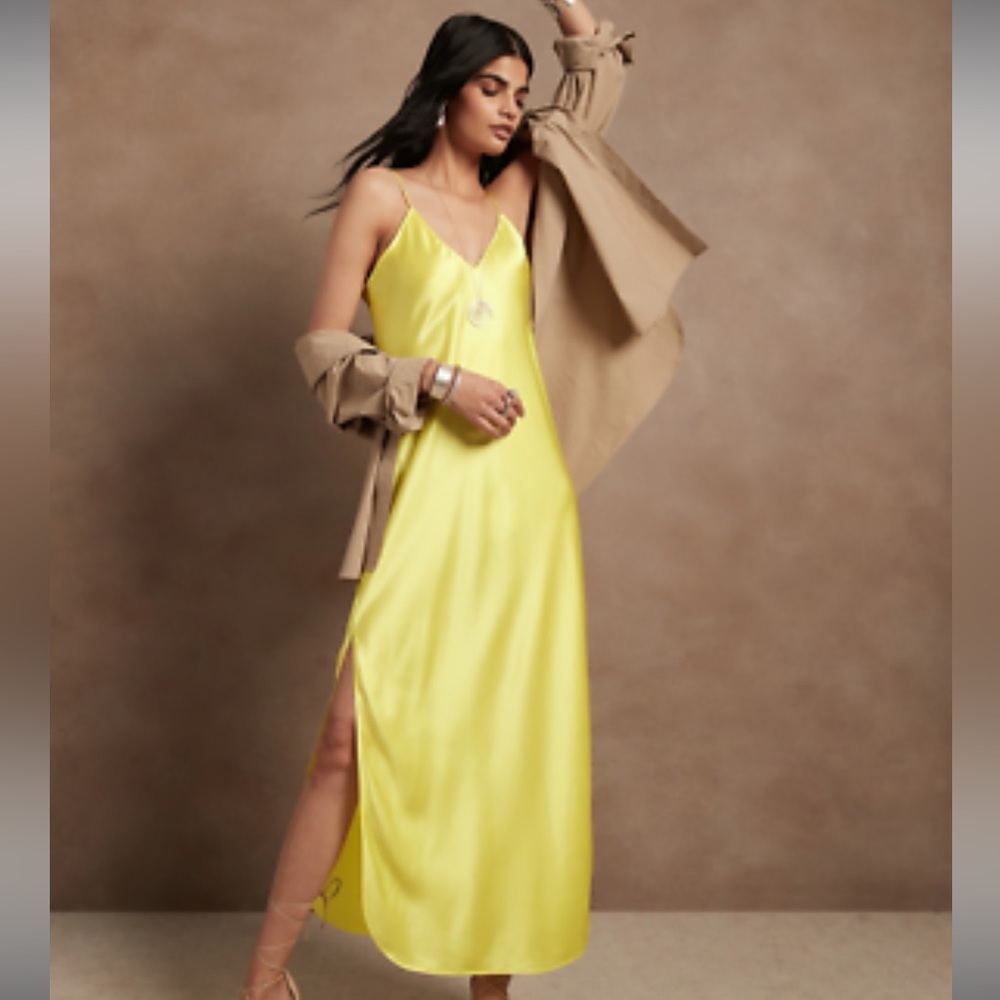 Banana Republic Yellow Maxi Slip Dress
